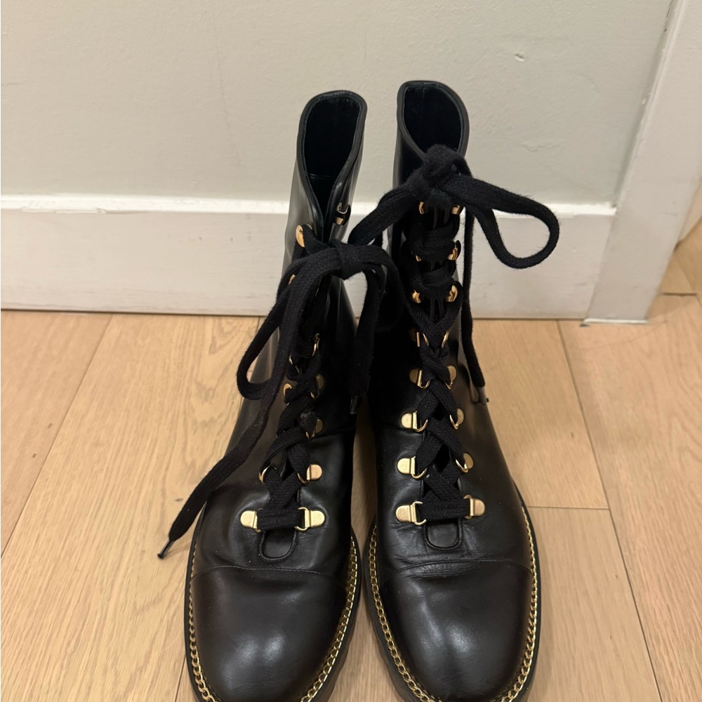 Stuart Weitzman Leather Lace-Up Boots